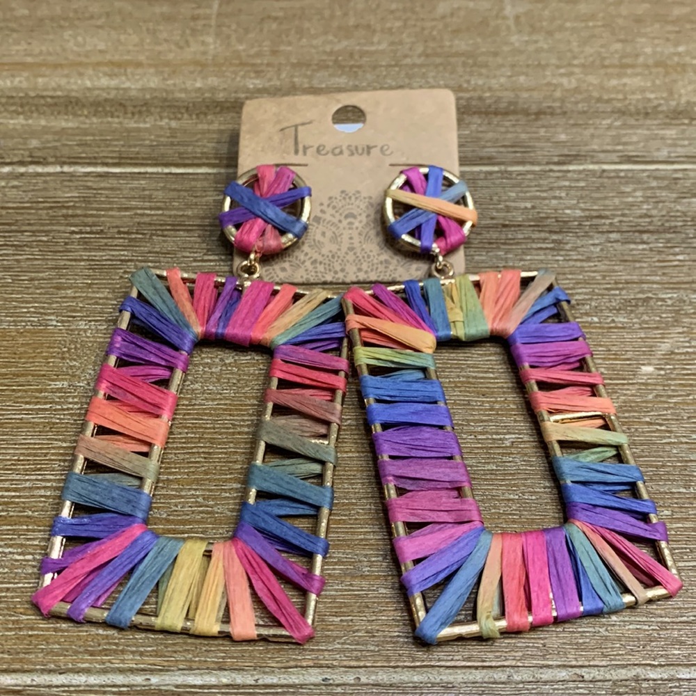 Woven rectangle earrings